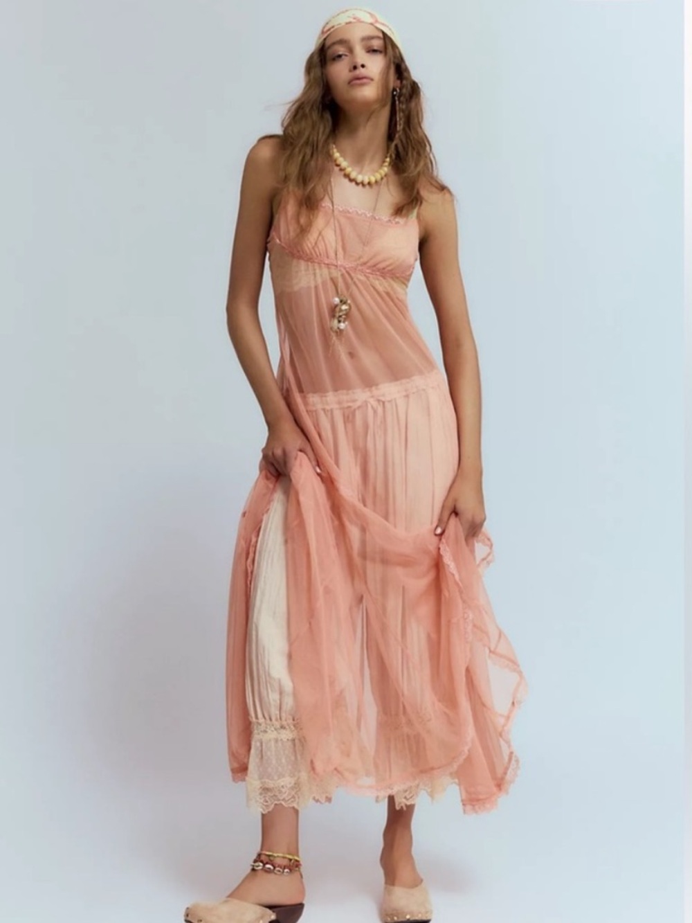 Free People Madeline Mesh Maxi Slip Dress